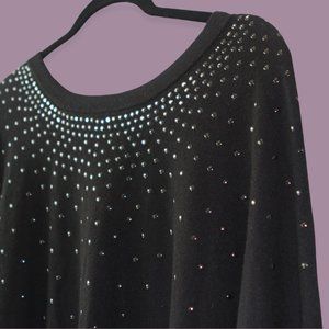 Black knit Sweater with Cascading Shiny Detailing